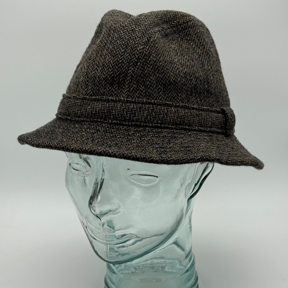 Vintage Pendleton Brown Gray Marl Wool Tweed Fedora Hat Mens XL